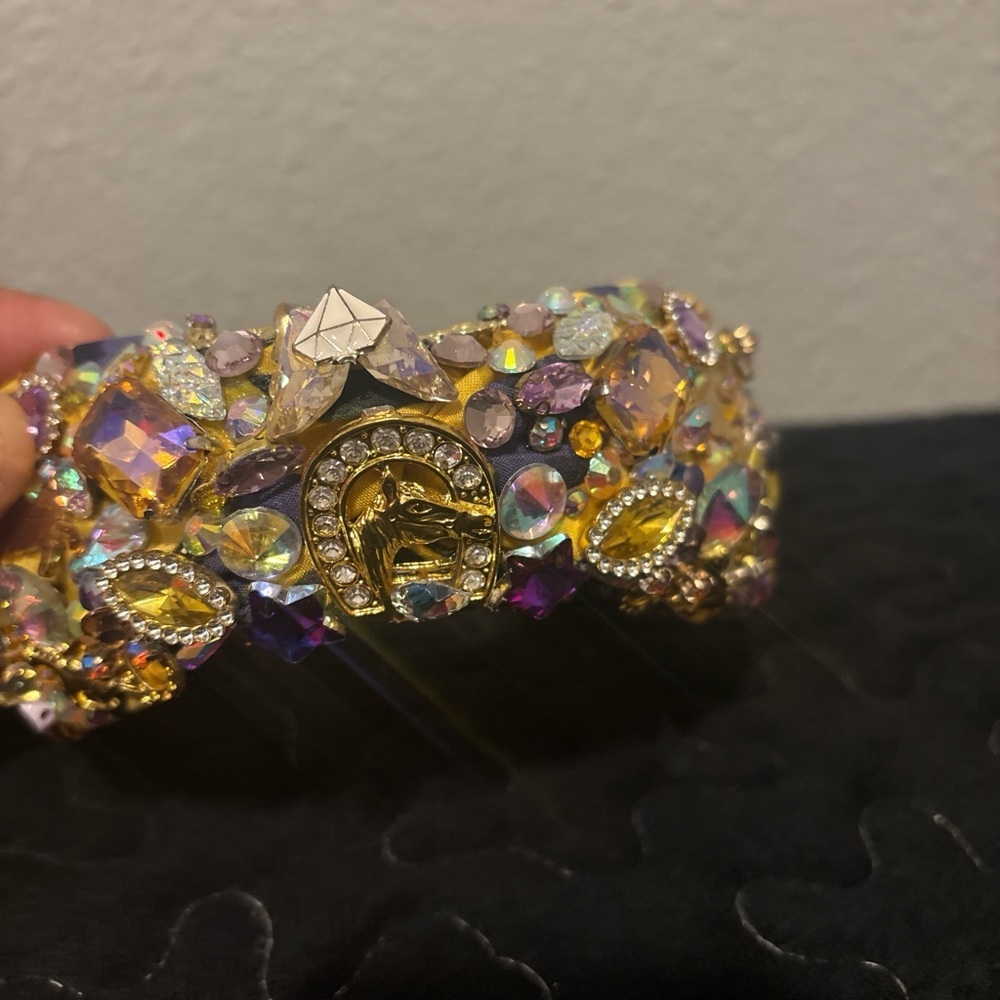 Elegant Floral Yellow and Purple Headband - Picture 7 of 17